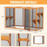 Detachable Cat Enclosure with Waterproof Roof and 3 Jumping Platforms, Orange W2181P181958