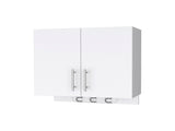 Carmelita 2-Door 2-Shelf Wall Storage Cabinet with Hangers White B062103266