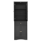 ZUN Tall Bathroom Storage Cabinet, Cabinet with Four Doors and Drawers, Adjustable Shelf, MDF Board, N725P186649B