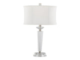 Diamond Torch 25.75" Contemporary Crystal Table Lamp in Clear K9 Crystal with Off-White Linen Shade B202P224008