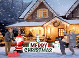 9.8 FT Lighted Inflatable Decoration, Inflatable Santa Claus and Snowman Holding Merry 19789654
