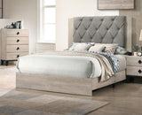 Contemporary 1pc Cream Finish Queen Size Bed Bedroom Furniture Gray Tufted Design Headboard B011P236790