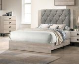 Contemporary 1pc Cream Finish Eastern King Size Bed Bedroom Furniture Gray Tufted Design Headboard B011P236792