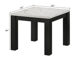 White Black 3-Piece Living Room Table Set Faux Marble Table Top Cocktail Table and Two Matching End B011P244309