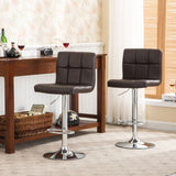 ZUN Swivel Faux Leather Adjustable Hydraulic Bar Stool, Set of 2, Brown T2574P164840