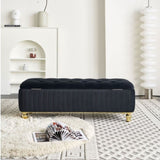 47.24''W Storage Ottoman,Upholstered Velvet Fabric Storage Ottoman with Safety Hinge, gold W579P224706