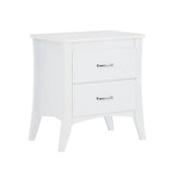 MDF Wooden Nightstand with 2 Drawers in White Finish B016P253796
