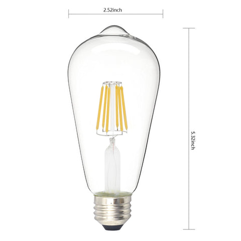 ZUN Edison Bulb LED Light Vintage Style Lighting Filament Lamp E26 Warm white 6Pack 12915650