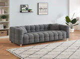 Grey teddy fleece sofa 80 inch discharge in living room bedroom with two throw pillows hardware foot W1278141700