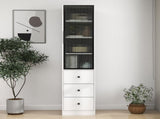 70.87" H Tall Bathroom Storage with 1 glass Door and 3 Drawer, Narrow Storage Unit, Floor W331P298186