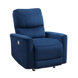 ZUN Modern Living Room 1pc Power Rocker Reclining Chair Blue Velvet Upholstery Solid Wood Frame Luxury B011P204080