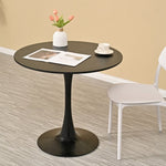 ZUN 31.5" Round Dining Table, Mid-Century Black Tulip Table, Metal Base Pedestal Table for 2-4 W2533P170059