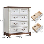 ZUN Farmhouse Style 5 Drawer Dresser Chest with Base Wooden Rustic Chest of Drawers, Storage Dresser W2393P252363