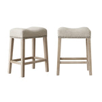 ZUN CoCo Upholstered Backless Saddle Seat Counter Stools 24" height Set of 2, Tan T2574P164812