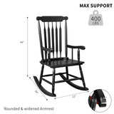 Patio Rocking Solid Wood, Outdoor Porch Rocker with Wooden Frame, Indoor Wooden Rocking 41500098