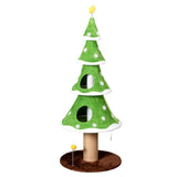 59in Large Tall Christmas Tree Cat Tower 2 Cat Condos & Scratching Post, Soft Fleece Cat Tree 35277382