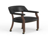 Gorman Dining and Game Chair in Walnut with Black Faux Leather B050P412222