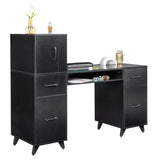 Black relief particle board tempered glass 141*50*112cm three doors and two drawers fanless nail 18175972