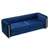 Contemporary Velvet Sofa Couch 84.25''W for Living Room, Blue W57953689