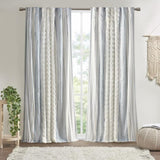 Cotton Printed Curtain Panel with Chenille Stripe and Lining 50x108" B035P294215