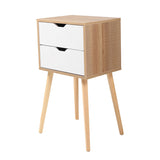Set of 2 Wooden Modern Nightstand with 2 Drawers and 4 Solid Splayed Legs, Living Room Bedroom W2181P147490