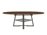 47 Inch Extendable Round Dining Table for 4-8 with Storage, Walnut Finish Circle Dining Table with 25685087