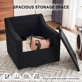 011-Teddy Fabric 360&deg Swivel Accent Chair with Upholstered,One Back Pillow,Armrest with Rivets W527P190836