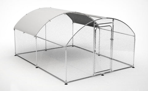 ZUN Metal Large Chicken Coop Walk-in Poultry Cage Large Chicken Run Arc Shaped Cage with Waterproof 60830587