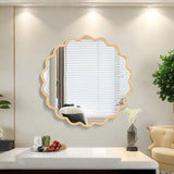 Solid Wood Wavy Mirror-Natural-Wood Vanity Mirror Wall Decor 42" x 42" Modern Mirror Wall Decor for W1445P189555