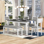 ZUN Classic and Traditional Style 6 - Piece Dining Set, Includes Dining Table, 4 Upholstered Chairs & 96380946