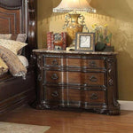 ZUN Formal Traditional 1pc Nightstand Only Brown Cherry Solid wood 3-Drawers Faux Wood Carved Details B011P162626