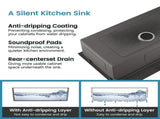 Kitchen Sink 33"x19" Multifunctional undermount Flying Rain Waterfall S304 Stainless Steel Handmade 00955466