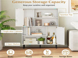 4-Tier Open Shelf Storage Cabinet with 2 Doors, 176 LBS Total Capacity for Entryway & Living 22873574