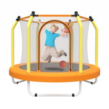 ZUN 55-inch Trampoline for Kids Indoor & Outdoor Small Toddler Trampoline with Basketball Hoop 11793411