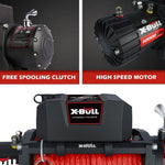 ZUN X-BULL Electric Winch 10000 LBS 12V Synthetic Rope Load Capacity Red Rope Jeep Towing Truck Off Road W121848105