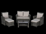 6 Piece Wicker Patio Furniture Sets with Ottoman & Tempered Glass Coffee Table W874P264687
