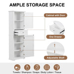 ZUN Tall Bathroom Storage Cabinet, Freestanding Storage Cabinet with Drawer and Adjustable Shelf, MDF 61004002