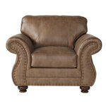 ZUN Leinster Fabric Armchair with Antique Bronze Nailheads in Jetson Ginger T2574P196587