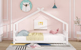 Twin Size House Bed Wood Bed, White N708P182785K