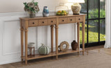 TREXM Retro Console Table with 4 Drawers and Open Shelf, perfect for Entryways, Living Rooms, and N715P202860D