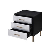 3 Drawers Particleboard Nightstand, Black, Silver and Gold B016P257162