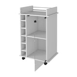 ZUN Dukat Bar Cart,Two Shelves, Six Built-in Wine Rack, Four Casters -White B20091850