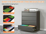 4 Drawer Lateral File Cabinet with Lock Tall Heavy-Duty Metal Filing Cabinet for Home Office, 96426243