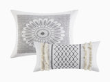 Cotton Printed Comforter Set with Chenille Gray Full/Queen B035128798