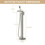 Freestanding Bathtub Faucet Waterfall Tub Filler Brushed Nickel Floor Mount Brass Bathroom Faucets W1243P316370