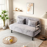 velvet light gray 55 Convertible Chair Bed, Tri-Fold Sofa Bed with Adjustable Backrest & Pillow, W1767P145839