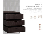 Storage Cabinet for Backyard Pool Area, 3-Drawer Wicker Towel Rack Organizer 08857308