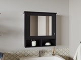 Medicine Cabinet 29" H, with 5 Shelves, 1 Door, and 1 Mirror, Black B097P250881