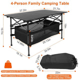220 lbs Folding Camping Table 30-Second Tool-Free Setup, Aluminum Roll-Top & Steel Frame, 77691866