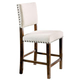 Classic Set of 2pc Counter Height Dining Chairs Ivory Fabric Padded Linen Chairs Upholstered Cushion B011110868